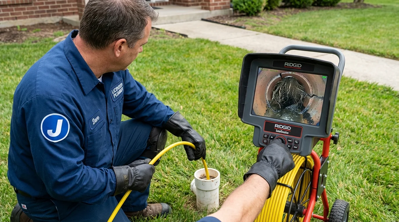 Sewer camera inspection being performed by Johns Plumbing LLC in Depue